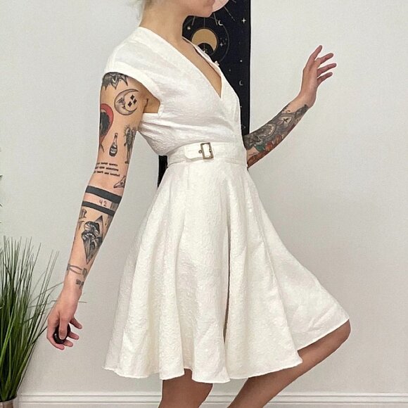 Rachel Zoe Cap Sleeve Textured A-Line Evening Dress Size 0 White - Picture 10 of 12